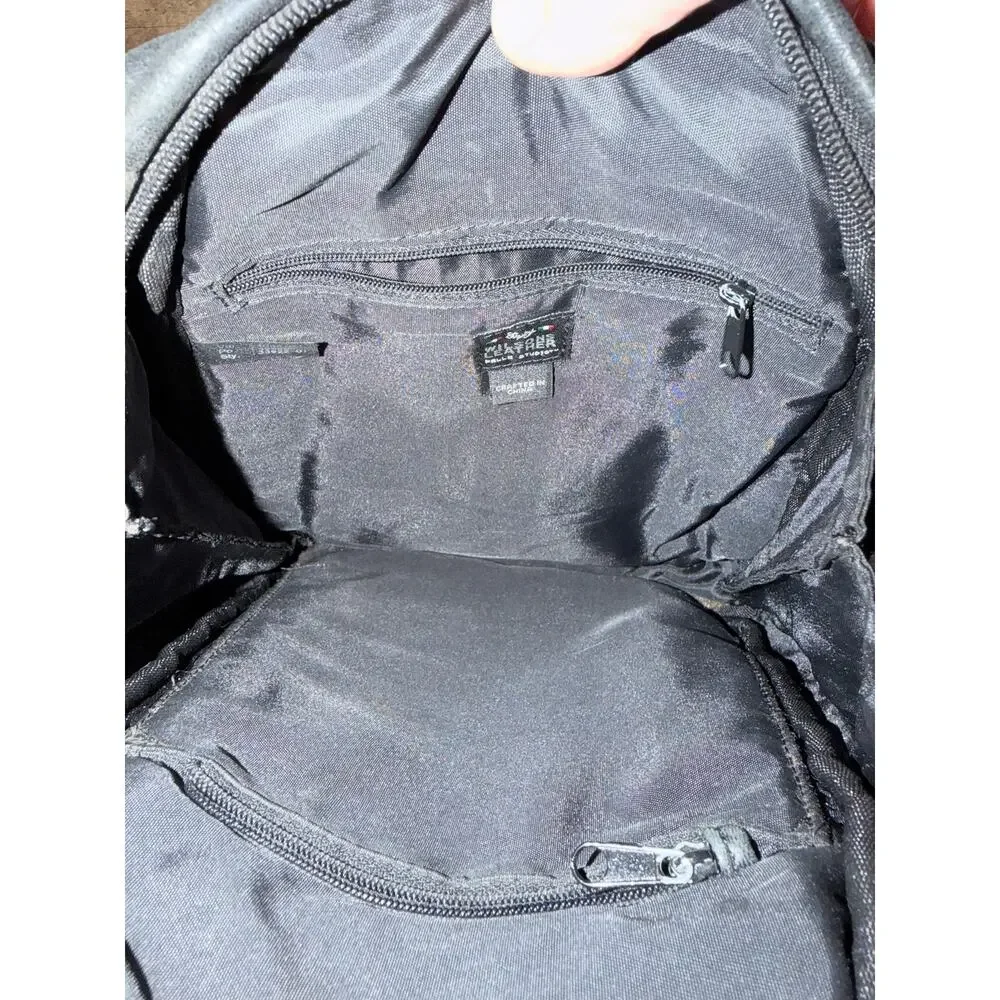 Vintage Wilson’s leather black leather mini backpack bag pockets pelle studio